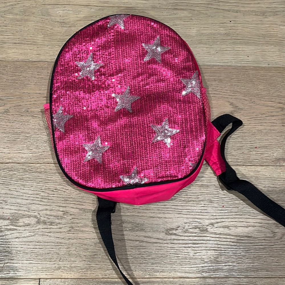 Girls fuchsia star sequin backpack